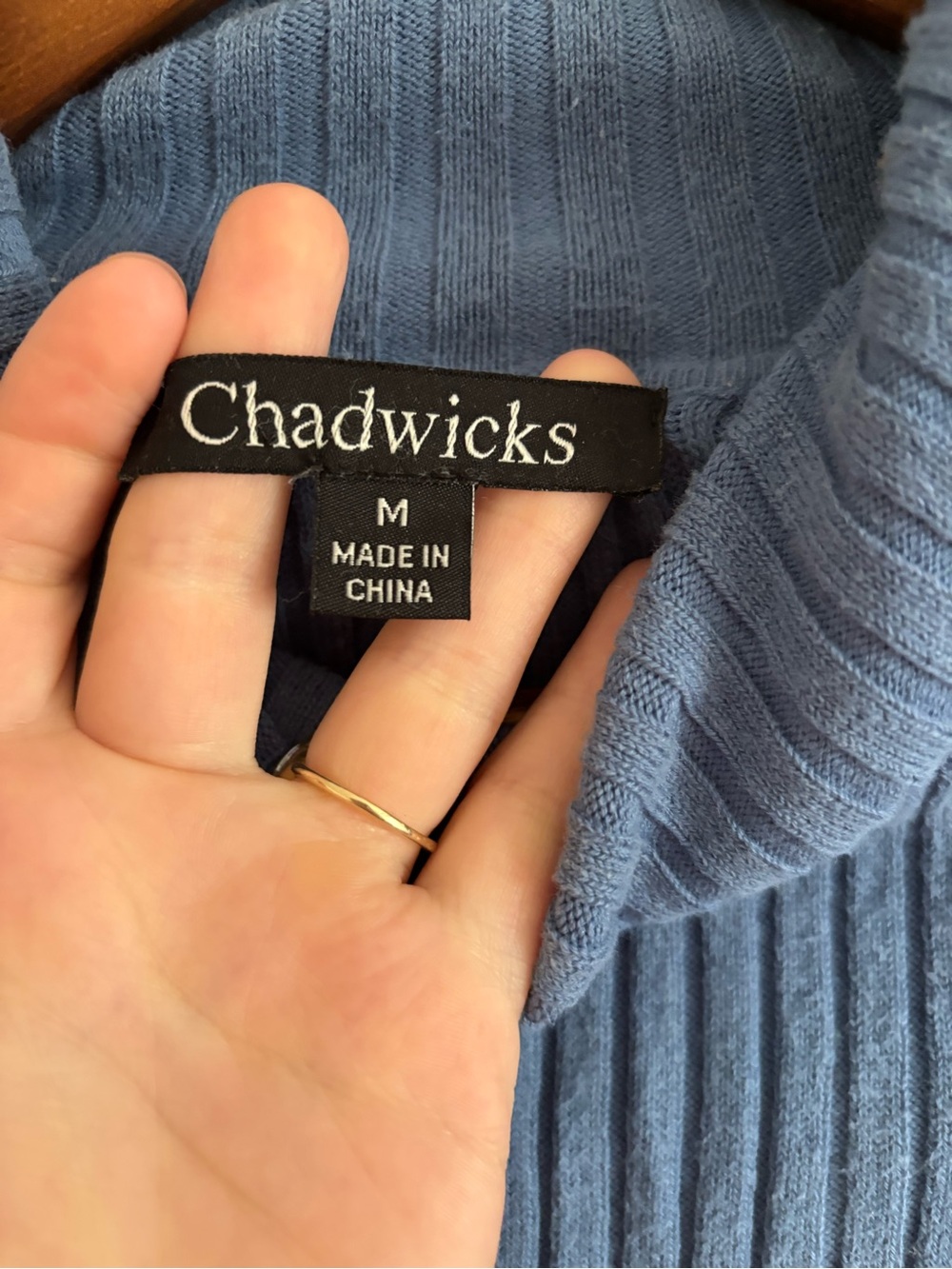 Chadwicks Ribbed Turtleneck Sweater in Slate Blue - Picture 3 of 5